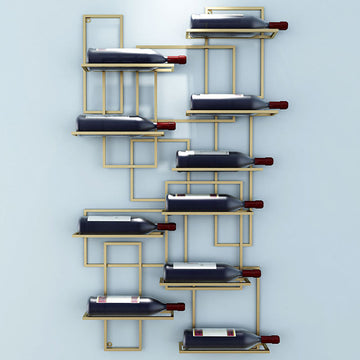10-Bottle Modern Geometric Wall Mounted Wine Rack